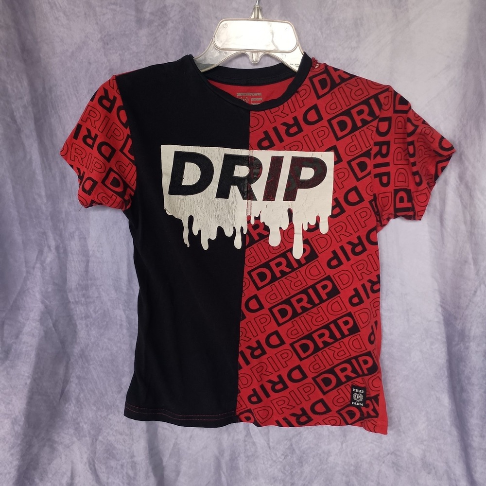 Phat Farm DRIP Allover Print T-Shirt Y2K Hip Hop